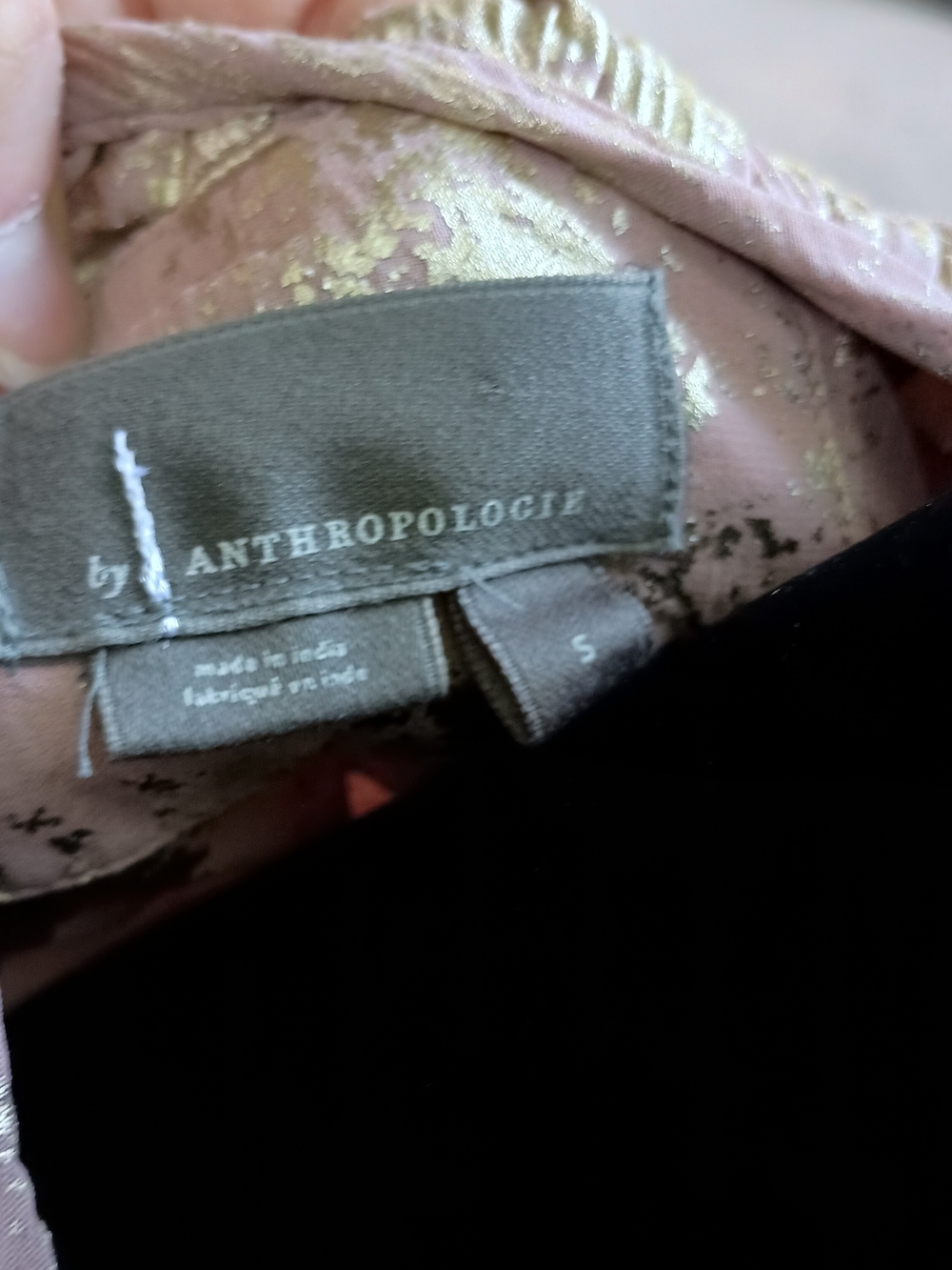 By Anthropologie Shimmery Pink Midi Dress - Gold Floral Accents - With Pockets_S - Picture 9 of 11